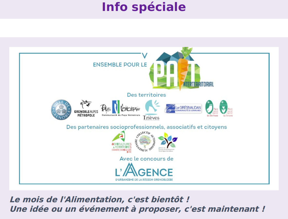 Infolettre spéciale - Le mois de l'alimentation